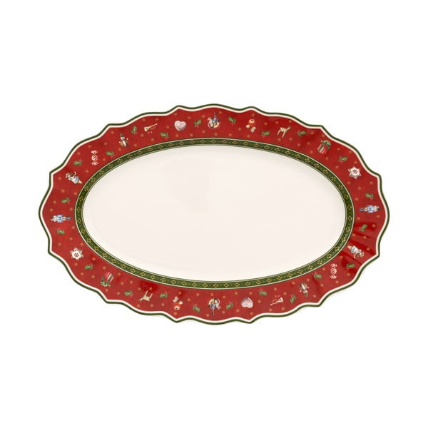 Sarkans porcelāna servīzes šķīvis ar Ziemassvētku motīvu Villeroy & Boch, 38 x 23,5 cm