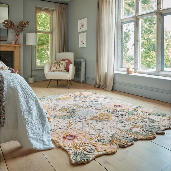 Gaiši rozā ar rokām darināts vilnas paklājs 120x170 cm Daphne Shaped Floral – Flair Rugs-image-1