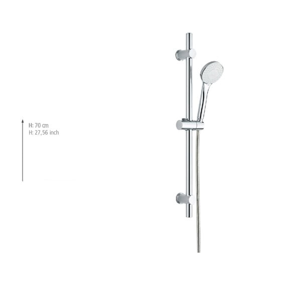 Sudraba krāsas nerūsējošā tērauda dušas komplekts ar rokas dušu/ar bīdāmu turētāju 70 cm Uno – Allstar-image-3