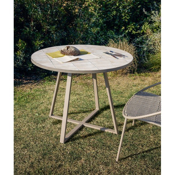 Apaļš dārza ēdamgalds ar keramikas virsmu ø 90 cm Tella – Kave Home-image-1