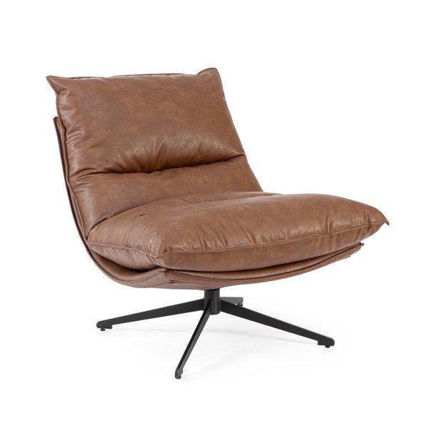 Konjakbrūns atpūtas krēsls ar uzglabāšanas vietu no ādas imitācijas Alanez – Bizzotto