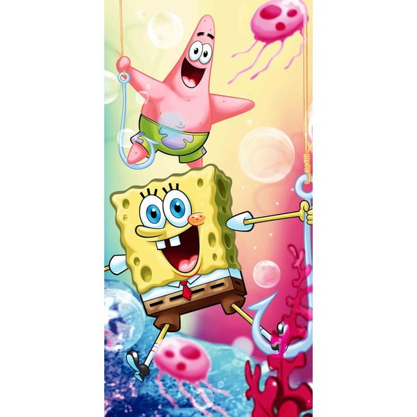 Kokvilnas bērnu dvielis 70x140 cm Sponge Bob – Jerry Fabrics