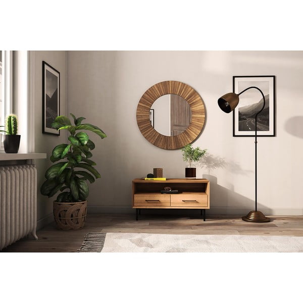 Dabīga toņa TV galdiņš no ozolkoka 90x50 cm Abies – The Beds-image-1