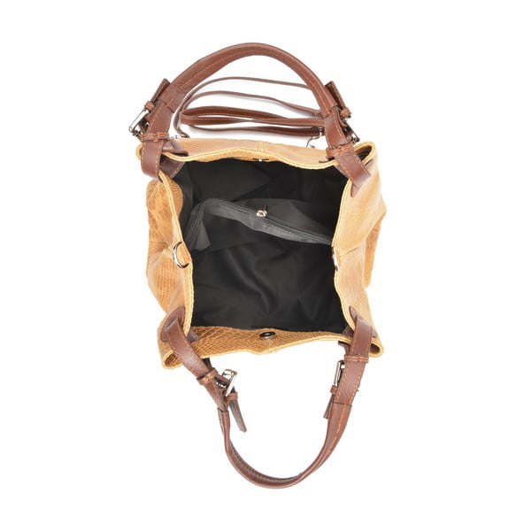 Tumši brūna ādas rokassomiņa Luisa Vannini Python Cognac-image-3