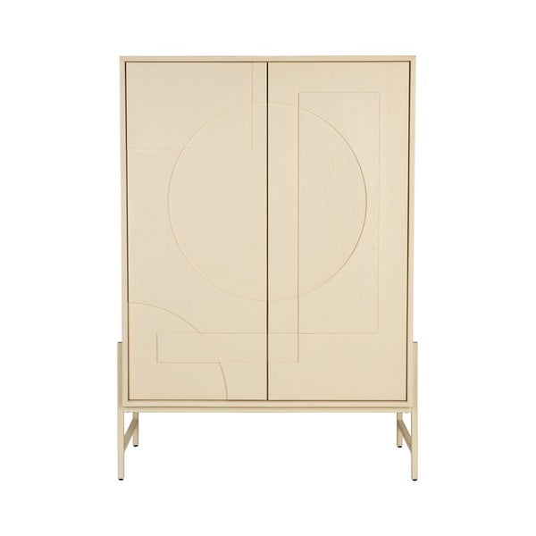 Krēmkrāsas skapītis ar ozolkoka imitāciju 100x140x45 cm Faces – Zuiver