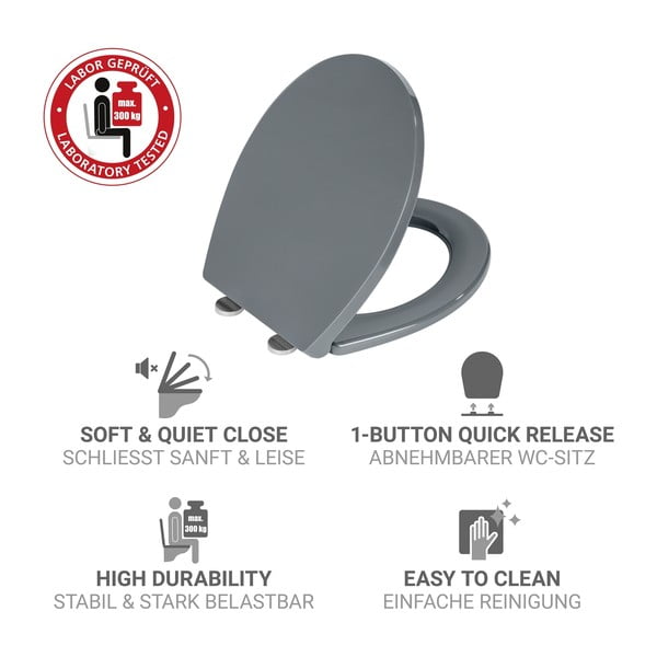 Automātiski aizverams tualetes poda sēdeklis 37 x 44,5 cm Ostuni – Wenko-image-4