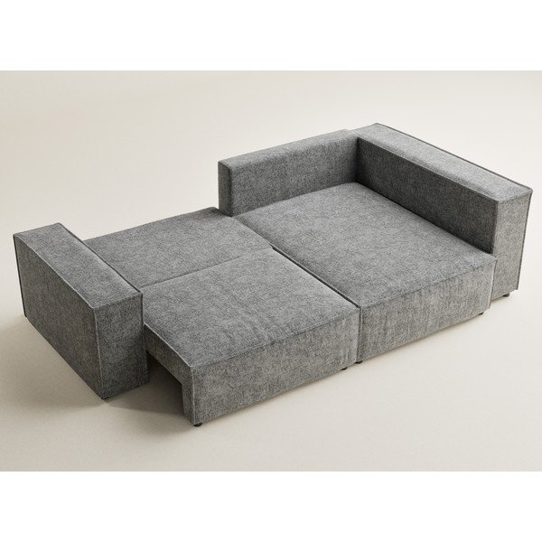 Pelēks salokāms stūra dīvāns no šenila auduma ar uzglabāšanas vietu (ar labo stūri/L veida) Tonga – Maison de Rêve-image-3