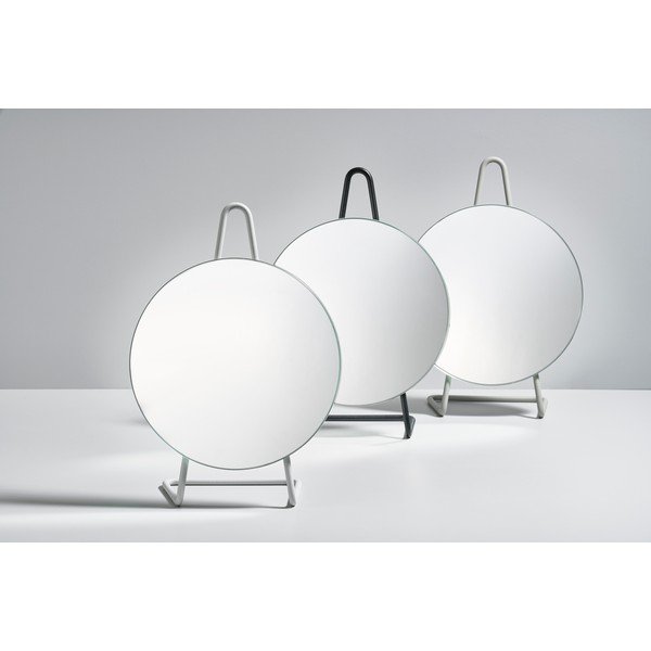 Zone A-Mirror Soft Grey tērauda galda kosmētikas spogulis, ø 31 cm-image-1