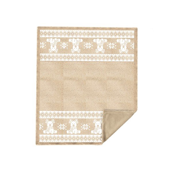 Bēšs flaneļa pleds ar Ziemassvētku motīvu 130x160 cm XMAS – Tiseco Home Studio