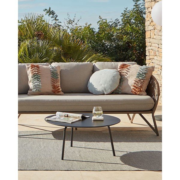 Melns žurnālgaldiņš Kave Home Ulrich, ⌀ 70 cm-image-1