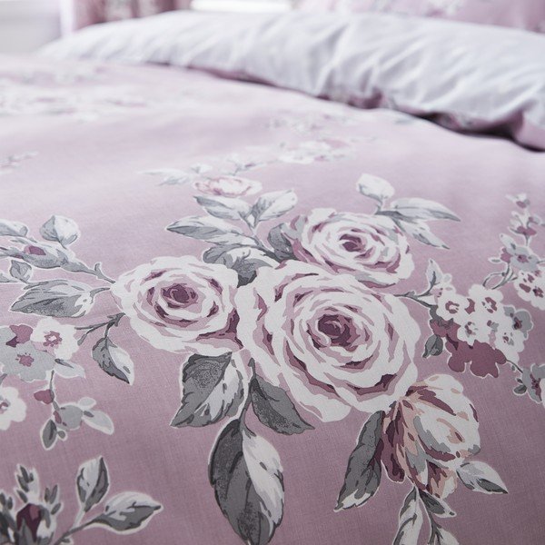 Gaiši violeta gultasveļa ar ziedu motīvu Catherine Lansfield Canterbury Rose, 200 x 200 cm-image-3