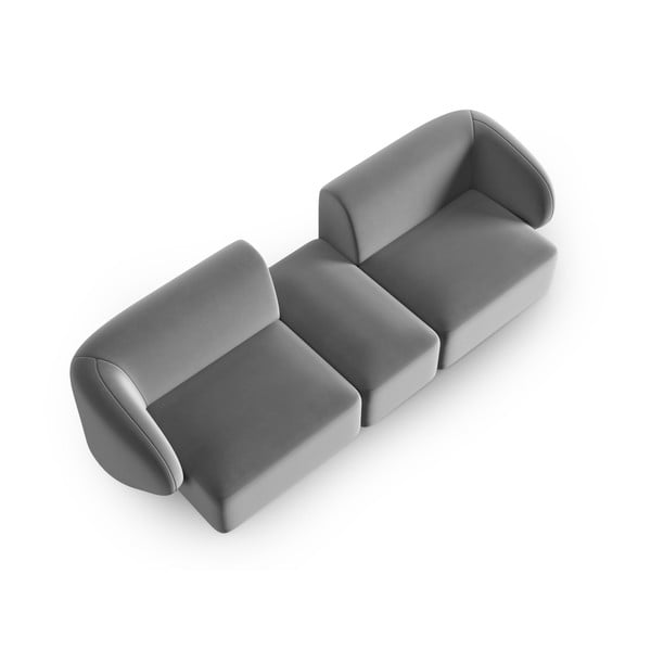 Pelēks samta dīvāns 246 cm Paolo – Milo Casa-image-1