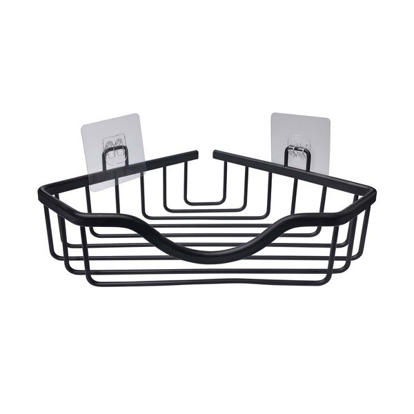 Matēti melns alumīnija vannas istabas plaukts ar uzstādīšanu bez urbšanas/stūra Filaire Aluminium – douceur d'intérieur