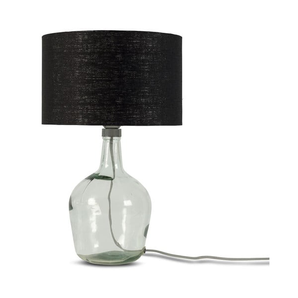 Galda lampa ar melnu abažūru un pārstrādāta stikla struktūru Good&Mojo Murano, ⌀ 30 cm