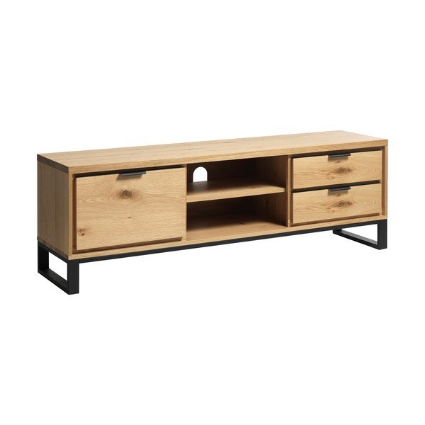 Dabīga toņa TV galdiņš ar ozolkoka imitāciju 170x55 cm Livorno – Unique Furniture-image-2