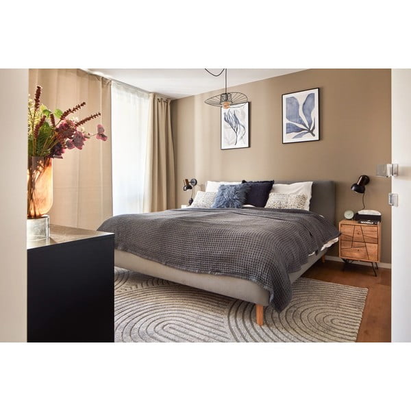 Pelēka polsterēta divvietīga gulta ar veļas kasti ar redelēm 180x200 cm Mattis – Meise Möbel-image-1