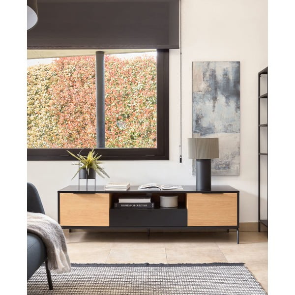 Melna/pelēka galda lampa ar metāla abažūru (augstums 50 cm) Domicina – Kave Home-image-3