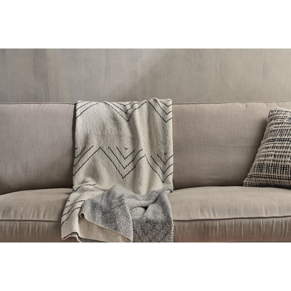 Bēšas un melnas krāsas kokvilnas sega Nkuku Kosumi Peak, 180 x 125 cm-image-1