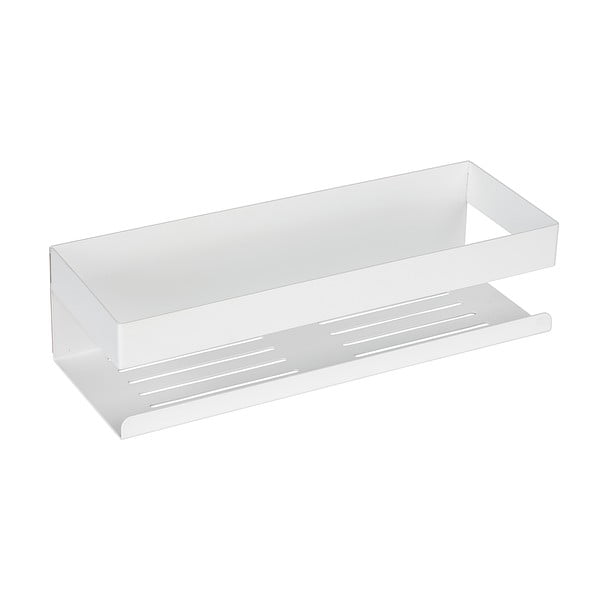 Matēti balts nerūsējošā tērauda vannas istabas plaukts ar uzstādīšanu bez urbšanas ar Turbo-Loc stiprinājumu Genova – Wenko