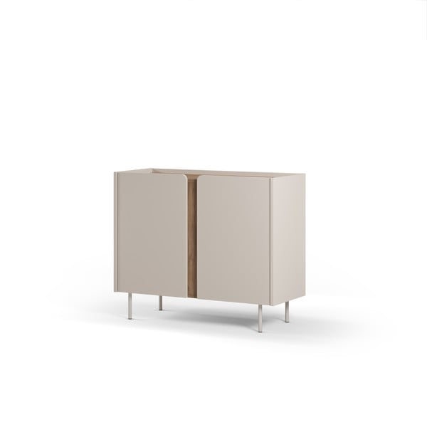 Krēmkrāsas/dabīga toņa skapītis ar ozolkoka imitāciju 100x82,5x40 cm Lucile – Marckeric-image-4