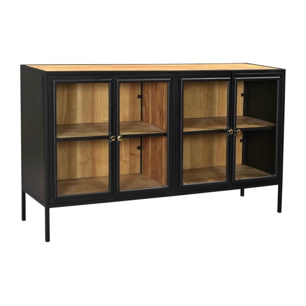 Melna akācijas masīvkoka vitrīna 170x90 cm Kingston – HSM collection-image-2