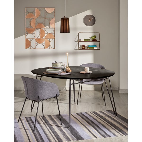 Apaļš izvelkams ēdamgalds ar oškoka imitācijas galda virsmu ø 120 cm Norfort – Kave Home-image-1