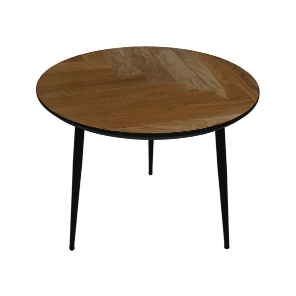 Melns apaļš žurnālgaldiņš no ozolkoka ø 60 cm Fishbone – HSM collection-image-3