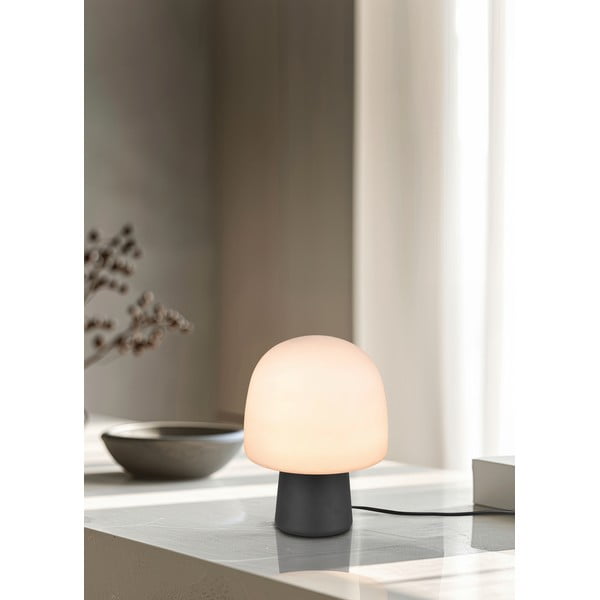 Melnbalta galda lampa ar stikla abažūru (augstums 27 cm) Steen – Trio-image-1