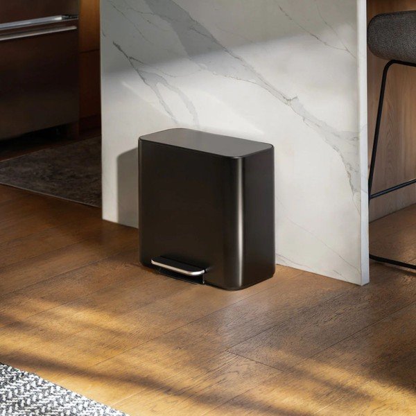 Matēti melna atkritumu šķirošanas/ar pedāli tērauda atkritumu tvertne 15 l Dual Mini – simplehuman-image-2