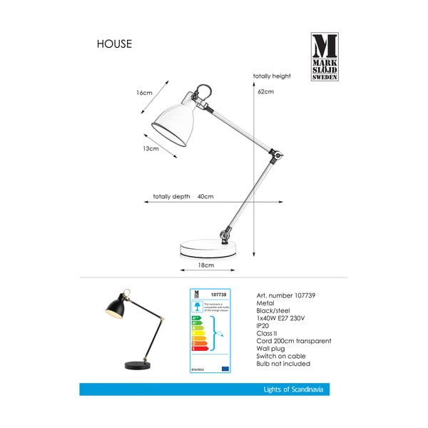 Melna galda lampa Markslöjd House Table Black-image-2