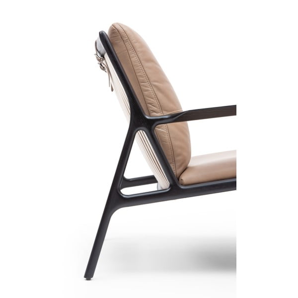 Melns/bēšs ādas atpūtas krēsls Dedo – Gazzda-image-4