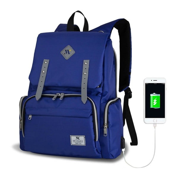 Zila mugursoma māmiņām ar USB portu My Valice MOTHER STAR Baby Care Backpack