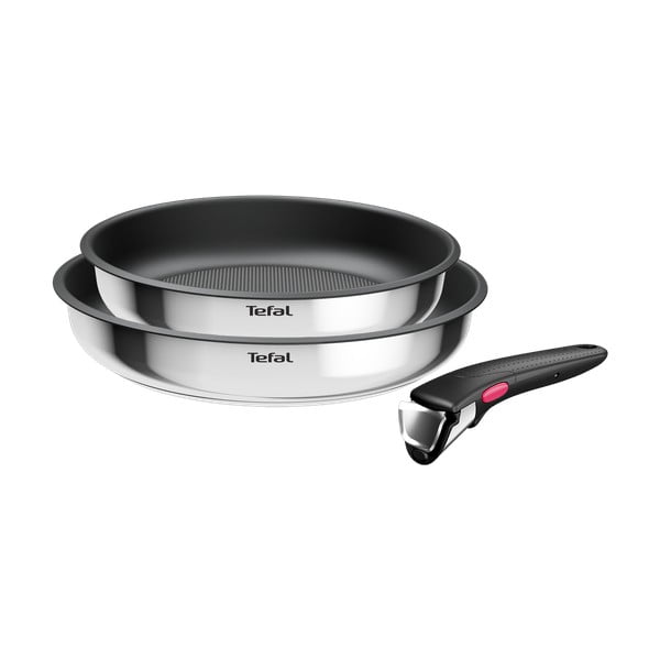 Nerūsējošā tērauda pannas (2 gab.) ar nelīpošu pārklājumu/ar noņemamu rokturi ø 26 cm INGENIO Cook Eat L8813S75 – Tefal