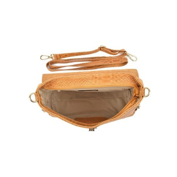 Konjaka brūna ādas rokassomiņa Roberta M Tasima Cognac-image-1