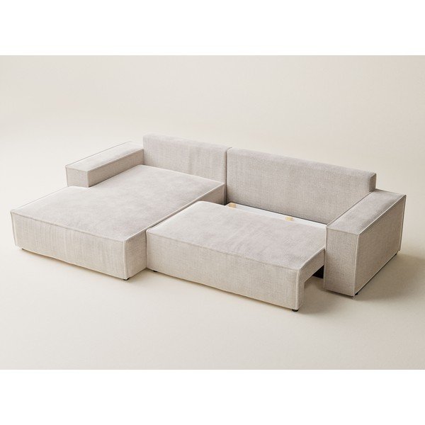Krēmkrāsas salokāms stūra dīvāns no šenila auduma ar uzglabāšanas vietu (ar kreiso stūri/ar zvilni) Maze – Maison de Rêve-image-3