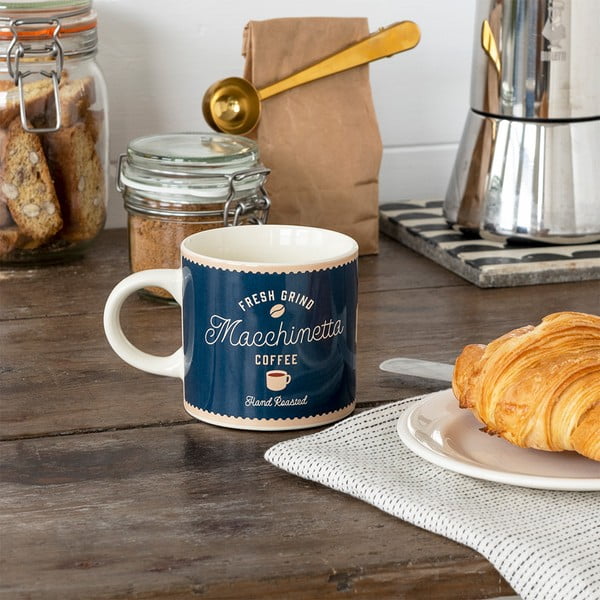 Tumši zila/krēmkrāsas keramikas krūze 350 ml Macchinetta – Rex London-image-1