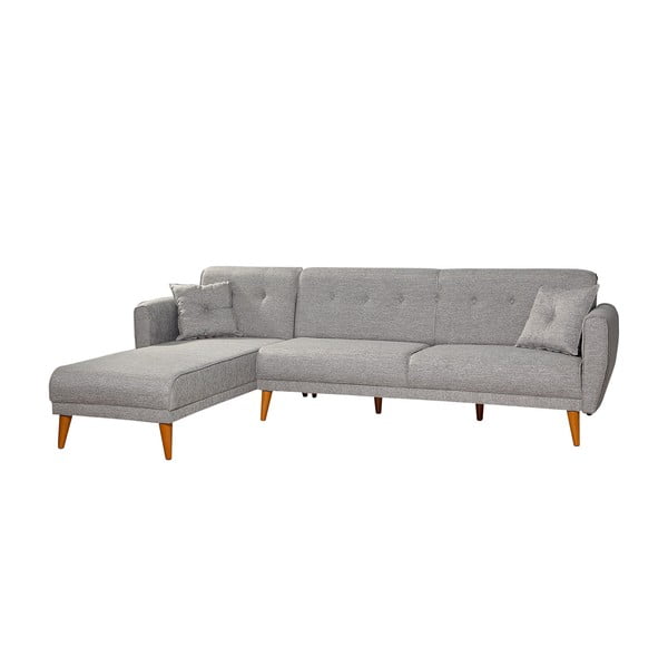 Gaiši pelēks izvelkamais stūra dīvāns Aria – Balcab Home-image-3