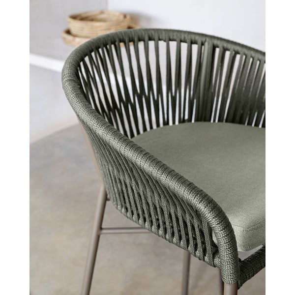 Zaļš metāla/polsterēts dārza krēsls Yanet – Kave Home-image-3