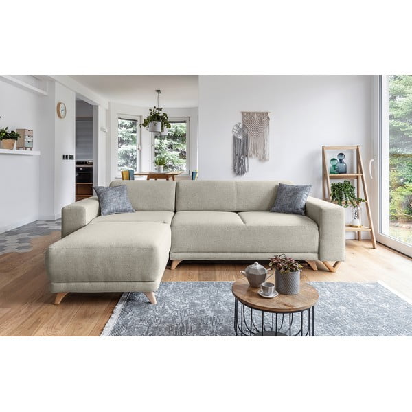 Bēšs salokāms/ar uzglabāšanas vietu stūra dīvāns Classy Sophie – Miuform-image-1