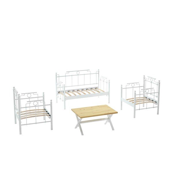 Balts/tumši pelēks dārza atpūtas komplekts 4 personām Hatkus – Floriane Garden-image-2