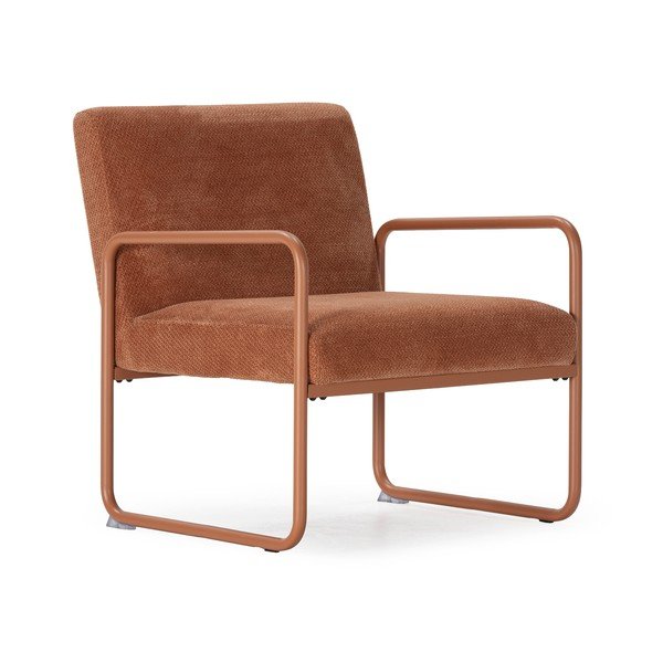 Terakotas oranžs atpūtas krēsls no šenila auduma Vince – MOME