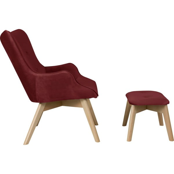 Sarkans samta atpūtas krēsls ar kāju balstu Niko – Ropez-image-3