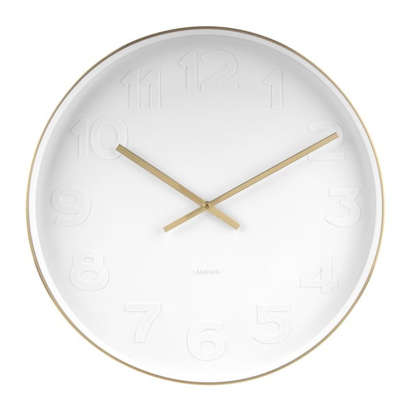 Balts sienas pulkstenis ar zelta detaļām Karlsson Mr. White, ⌀ 51 cm