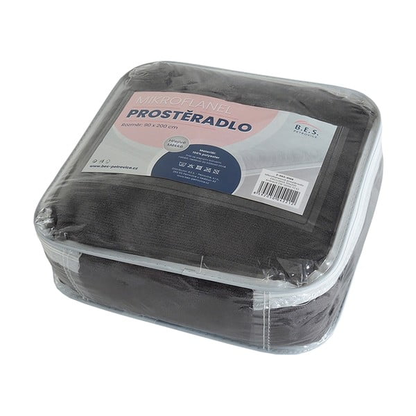 Tumši pelēks palags no mikroflaneļa 180x200 cm Exclusive – B.E.S.-image-1