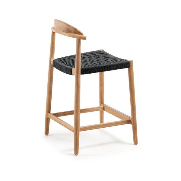 Melns/dabīga toņa masīvkoka dārza bāra krēsls Nina – Kave Home-image-3