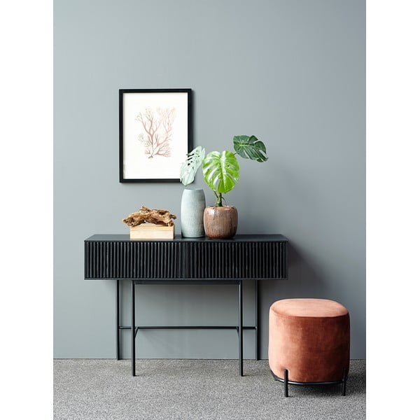 Melns ozolkoka konsoles galds ar metāla kājām Canett Oxford, garums 120 cm-image-3