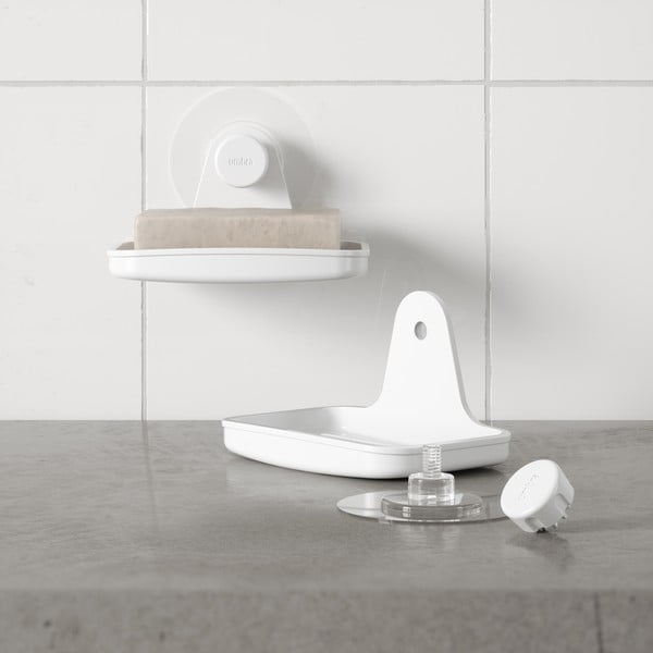 Balts pārstrādātas plastmasas ziepju trauks ar uzstādīšanu bez urbšanas Flex – Umbra-image-2