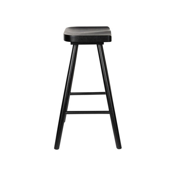 Melna ozola masīvkoka bāra taburete (sēdekļa augstums 65,5 cm) Vander – White Label-image-3