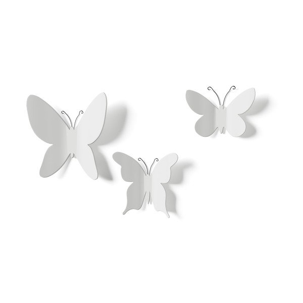 9 baltu 3D sienas dekoru komplekts Umbra Butterflies-image-3