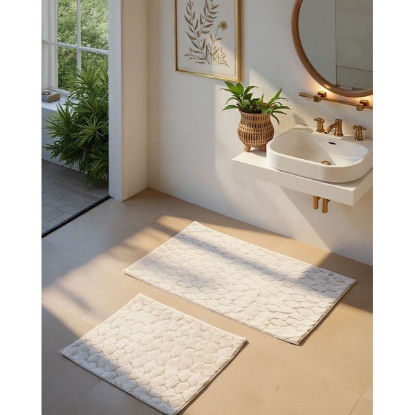 Krēmkrāsas vannas istabas paklājiņi (2 gab.) 60x100 cm Rabbit – Foutastic-image-1